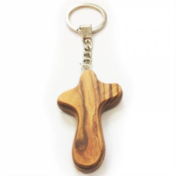 Picture of Olive Wood Cross Keyring