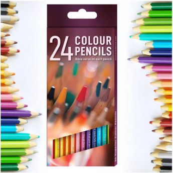 Picture of 24 Colouring Pencils with Bible Verse on each pencil
